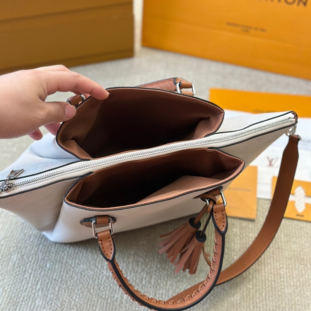 Louis Vuitton Mahina Leather Haumea Bag White 30Cm