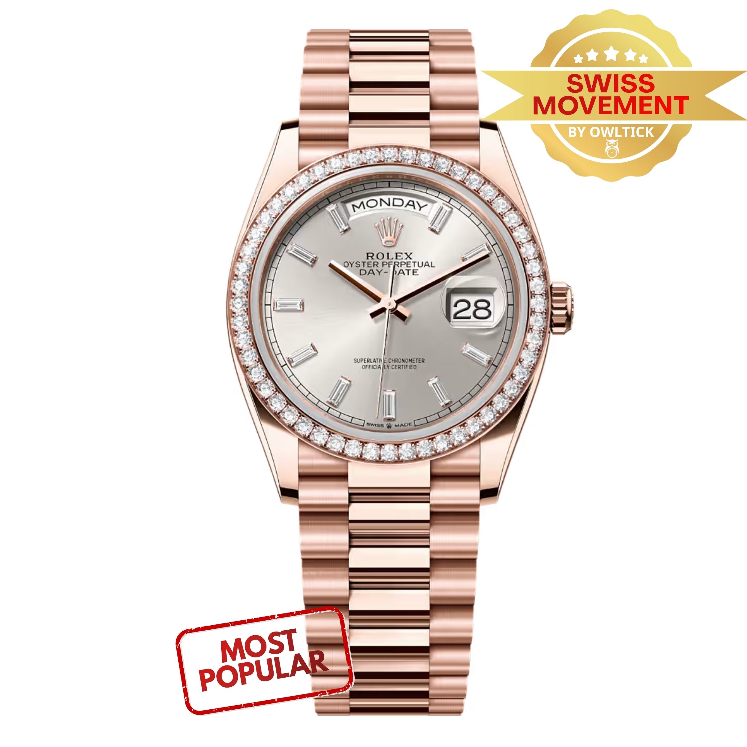 [Superclone] Rolex Day-Date 36mm Silver Dial President 128345RBR