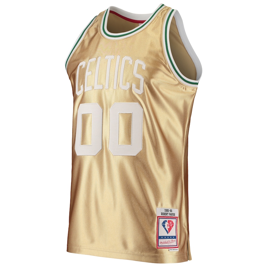 Men's Boston Celtics Robert Parish Gold Mitchell & Ness 75th Anniversary 1985/86 Hardwood Classics Swingman Jersey