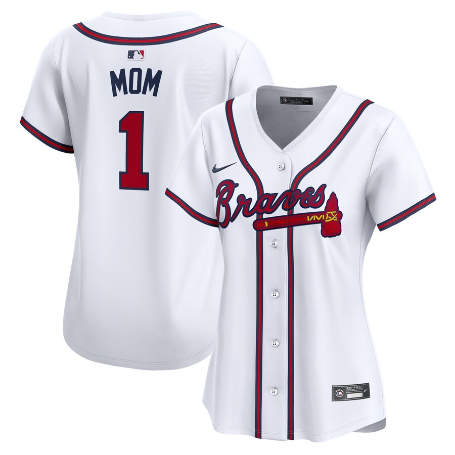 Atlanta Braves Women's #1 Mom Home Limited Jersey White