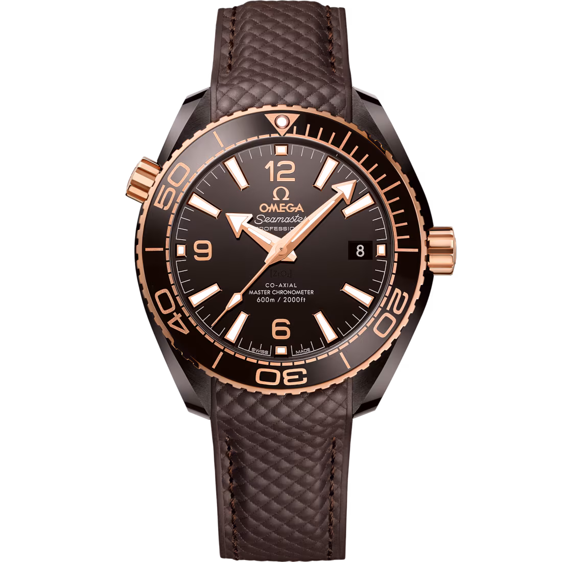 Omega Seamaster Planet Ocean 600M 39.5mm Brown Dial Brown ceramic Strap 215.62.40.20.13.001
