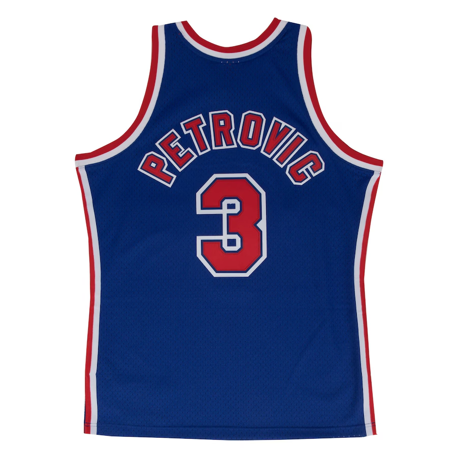New Jersey Nets Drazen Petrovic 1992 Hardwood Classics Swingman Jersey Mens By Mitchell & Ness - Royal - Mens