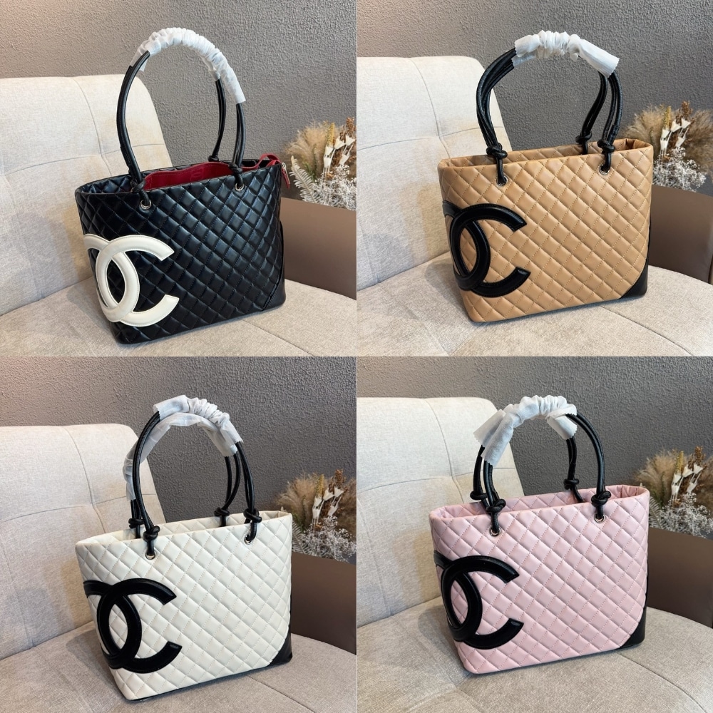 Chanel Cambon Line Medium Tote Bag In Black 28cm