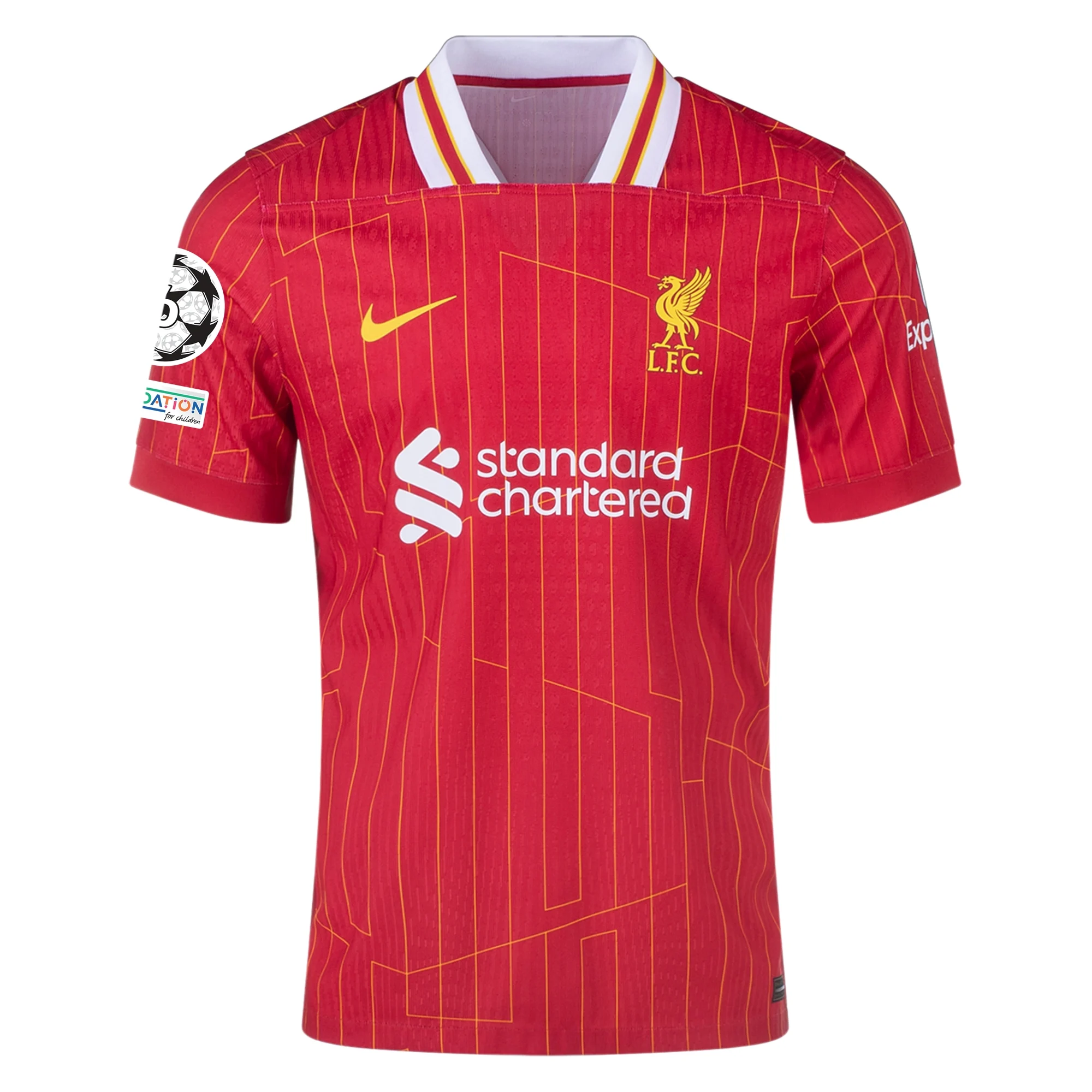 Nike Liverpool Match Authentic Virgil van Dijk Home Jersey w/ Champions League Patches 24/25 (Gym Red/Chrome Yellow)