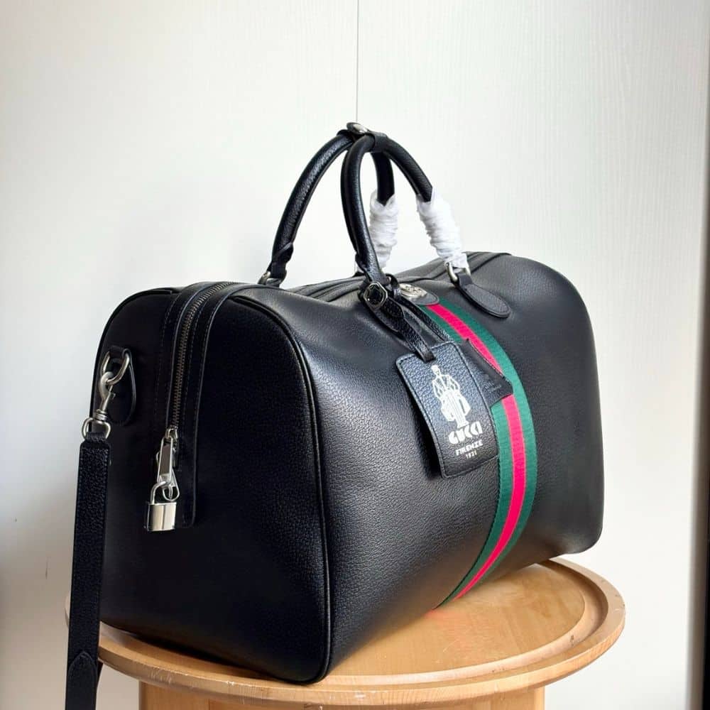 Gucci Web Trademark Medium Duffle Bag Black 44Cm