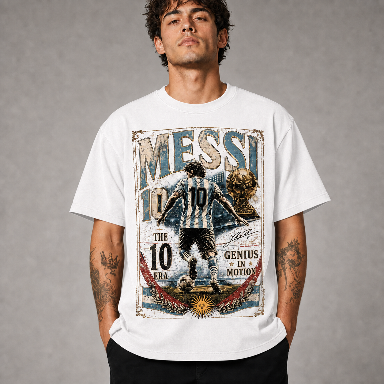 Messi World Cup Printed T-Shirt Unisex Loose Fit T-Shirt 100% Cotton Soft Comfortable Summer Casual Printed Top