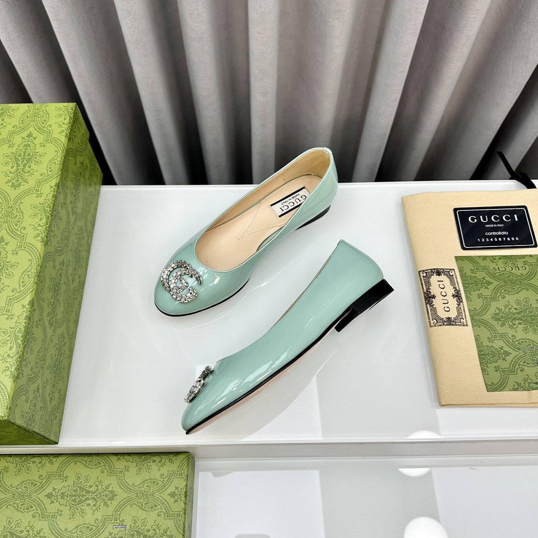 Gucci Crystal Gg Women’S Ballet Flat Blue