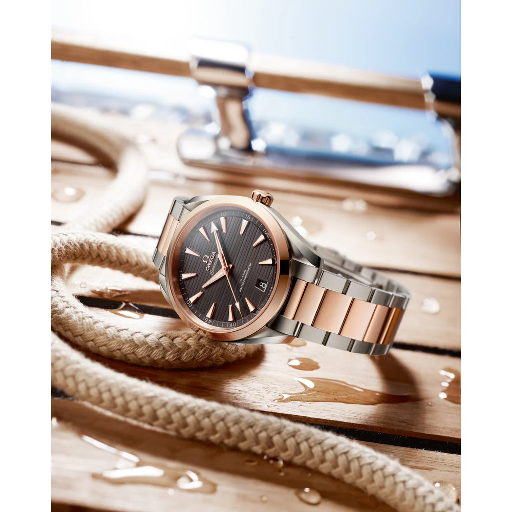 OMEGA Seamaster Aqua Terra 41mm Grey Dial Stainless Steel and Sedna™ 18k Rose Gold Bracelet 220.20.41.21.06.001