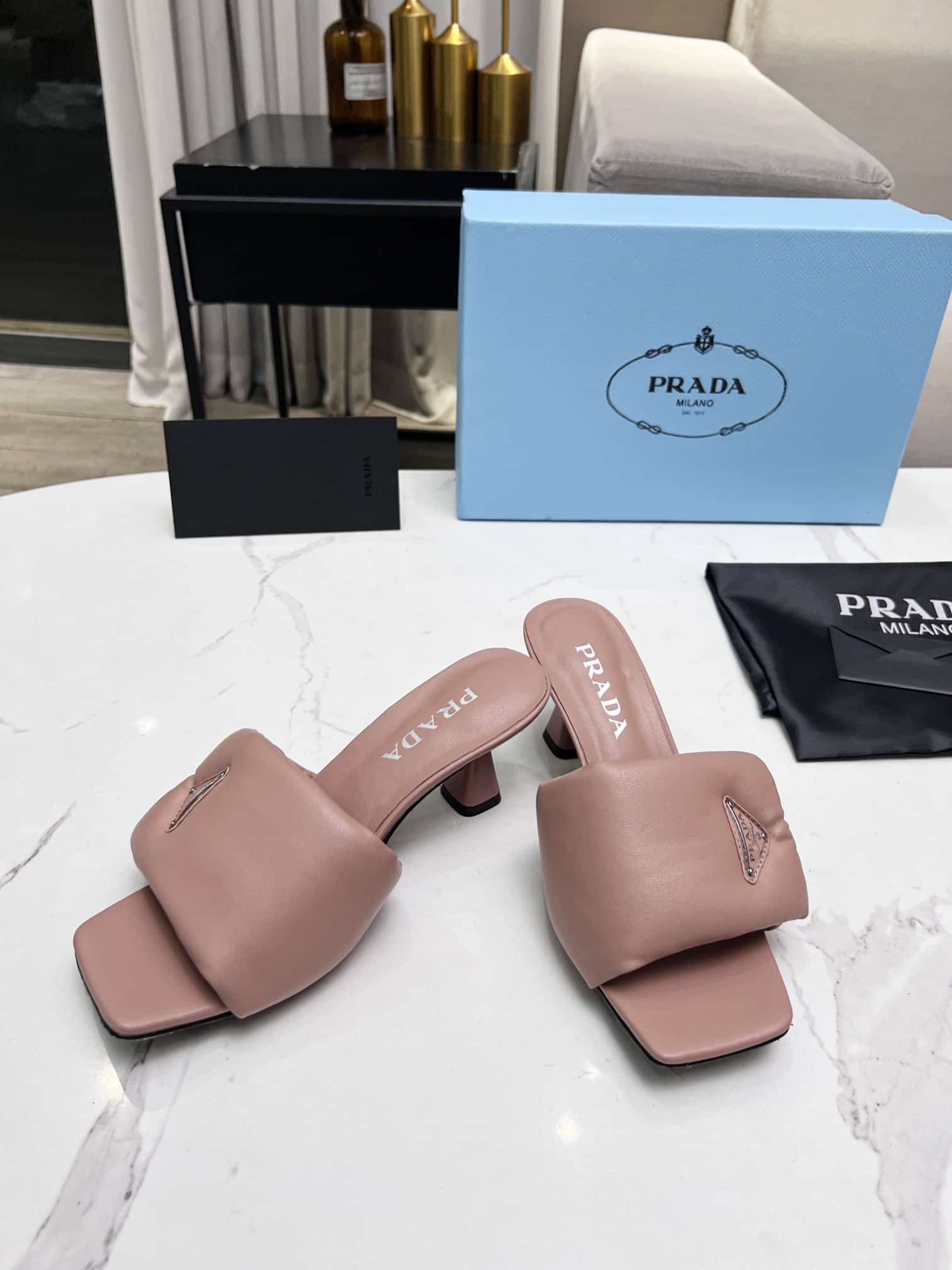 Prada Soft Padded Nappa Sandals Pink