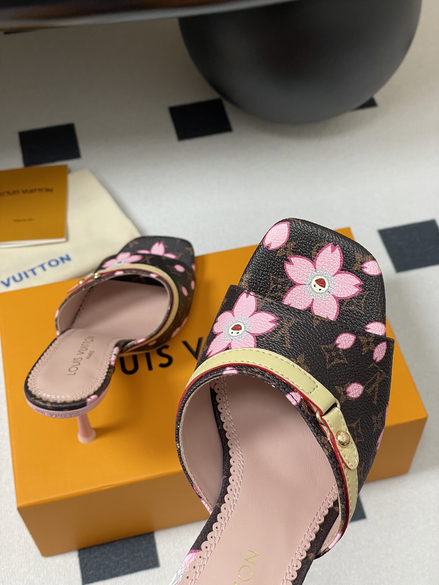 Louis Vuitton x Takashi Murakami Cherry Blossom Mule Brown Monogram Canvas