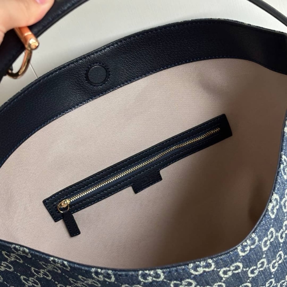 Gucci Beatrix Large Tote Bag Blue And White Gg Denim 40Cm