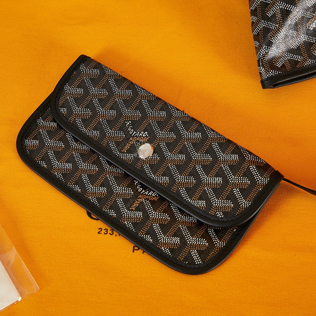 Goyard Saint Louis Pm 34Cm Black Canvas Chevroches Calfskin