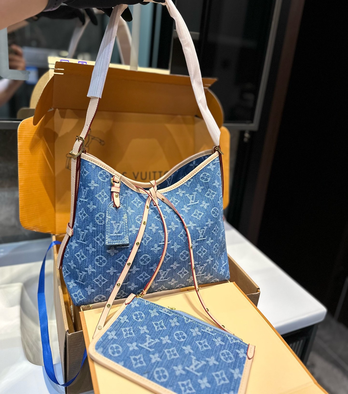 Louis Vuitton Carryall Pm Denim Blue 28Cm