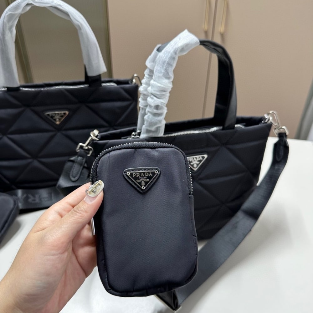 Prada Re Nylon Padded Tote Bag Black 23Cm
