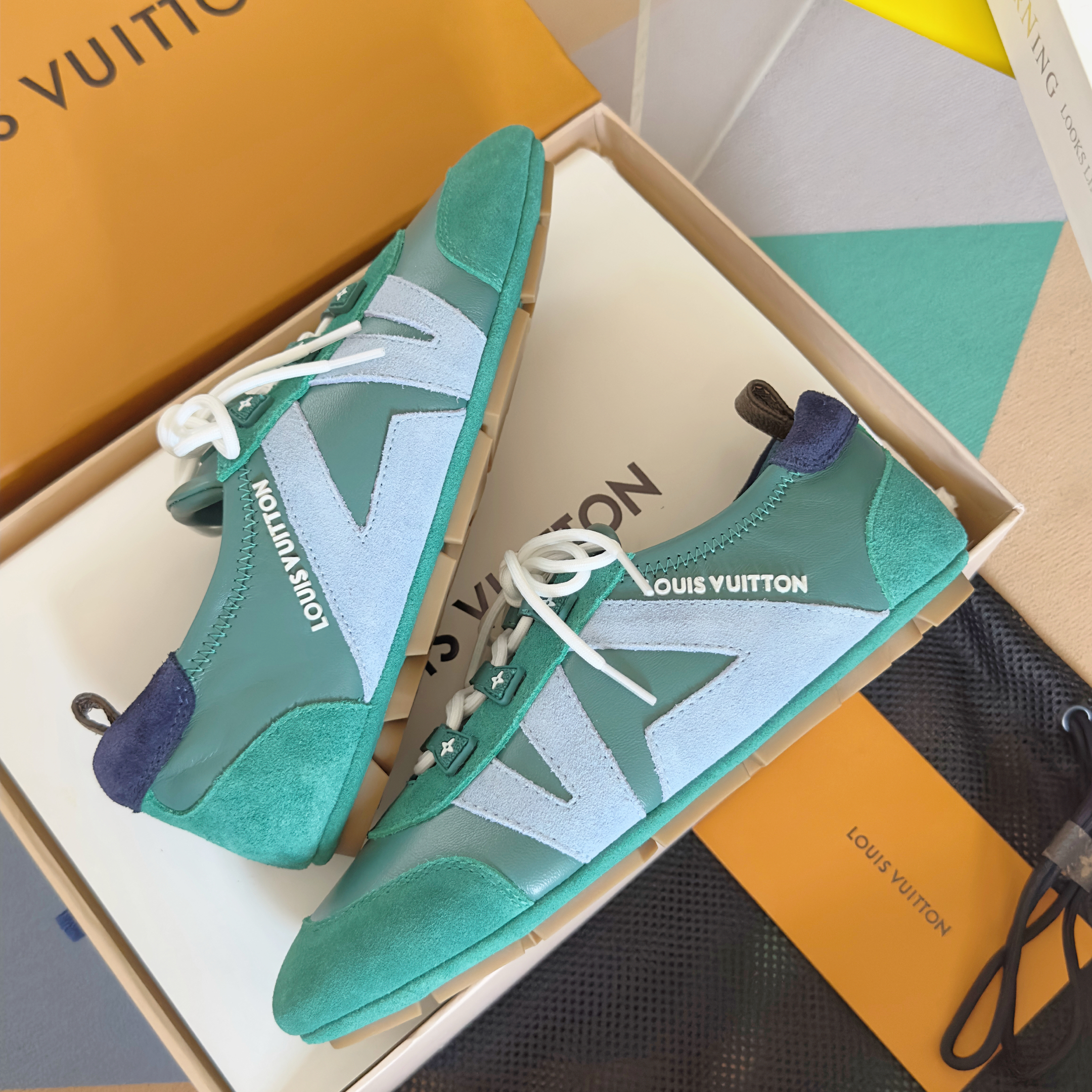 Louis Vuitton Sneakerina Green & Light Blue – Women’s Ballet-Inspired Slim Sneakers