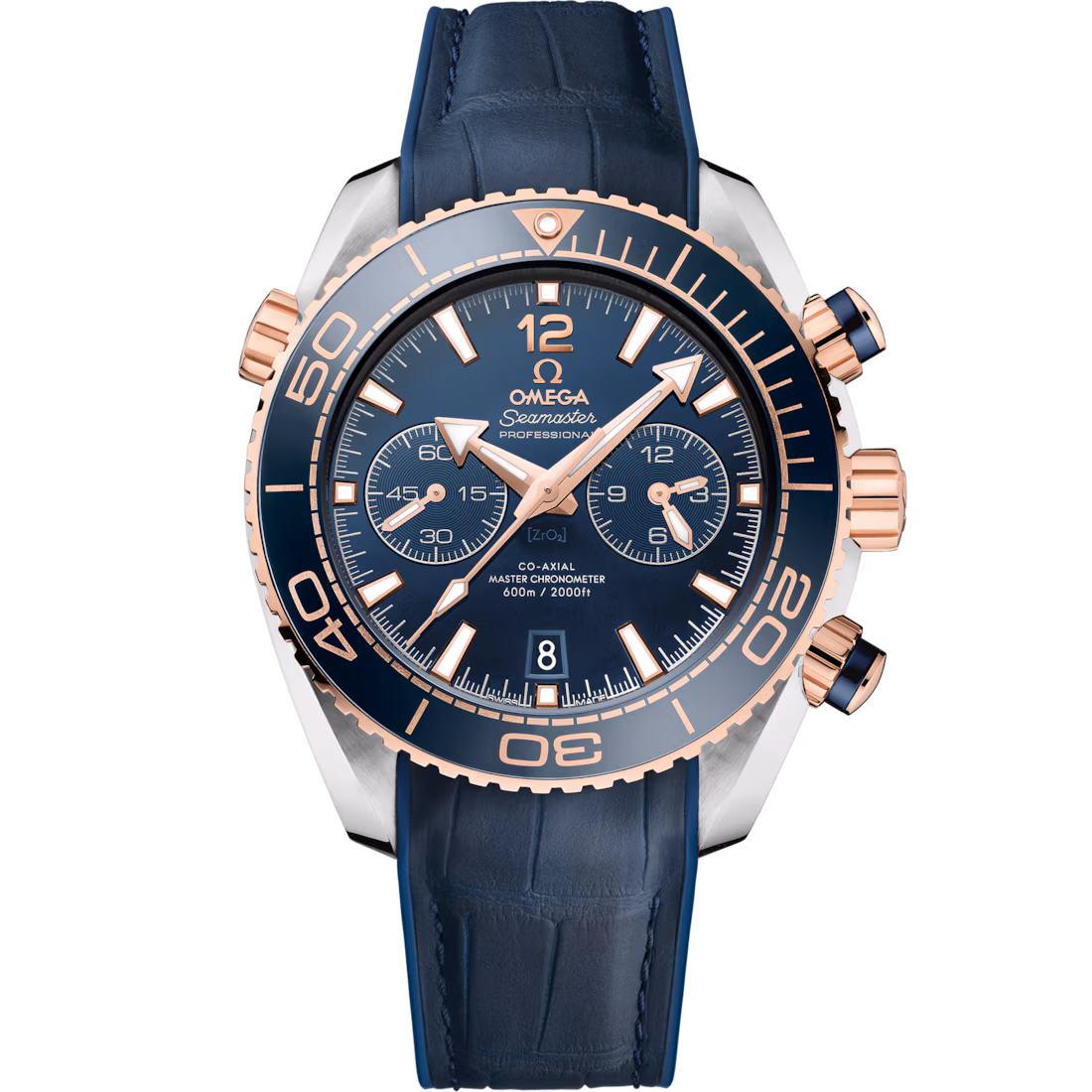 Omega Seamaster Planet Ocean 600M 45.5mm Blue Dial Stainless Steel and Sedna™ 18k Rose Gold Strap 215.23.46.51.03.001