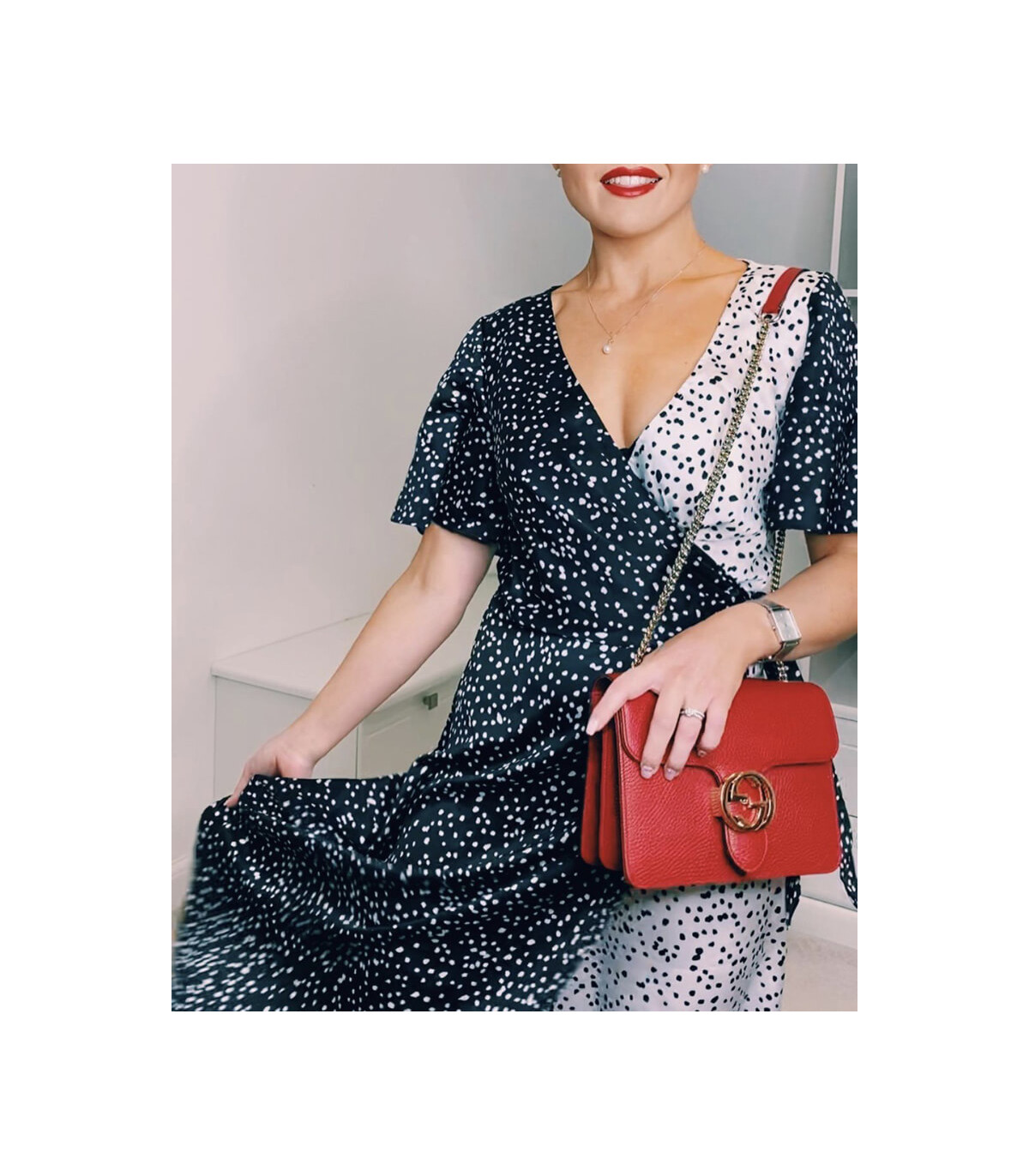 Gucci Interlocking Chain Leather Cross Body Bag Red 25cm