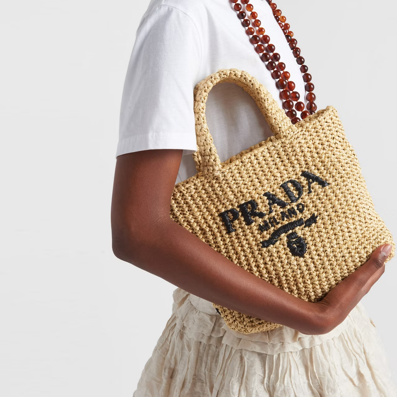 Prada Small Crochet Logo Tote Bag 24cm