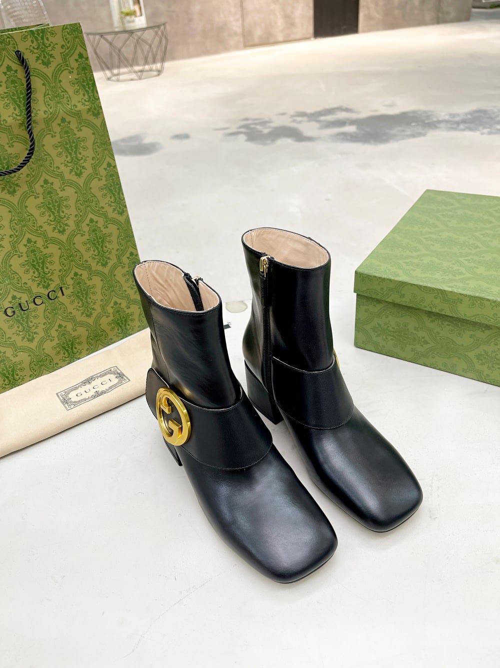 Gucci Blondie Women’S Ankle Boot Leather Black 700016C9D001000