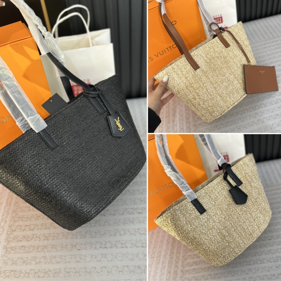 Saint Laurent Panier Lapia Logo Tote Bag Black 25Cm