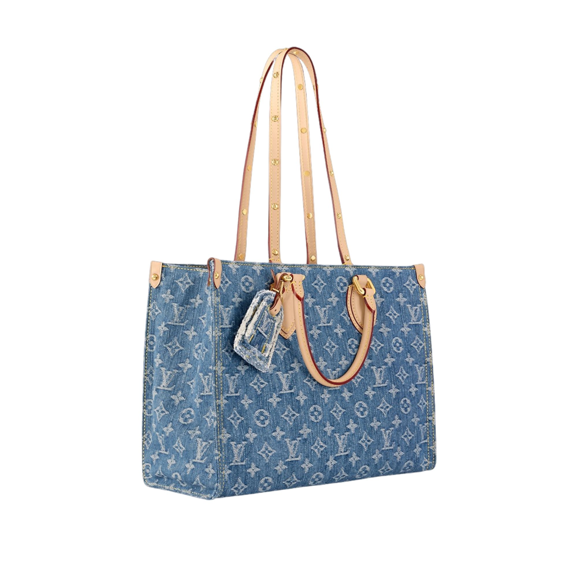 Louis Vuitton New Lv Remix Onthego Mm Denim Blue 35Cm M46871