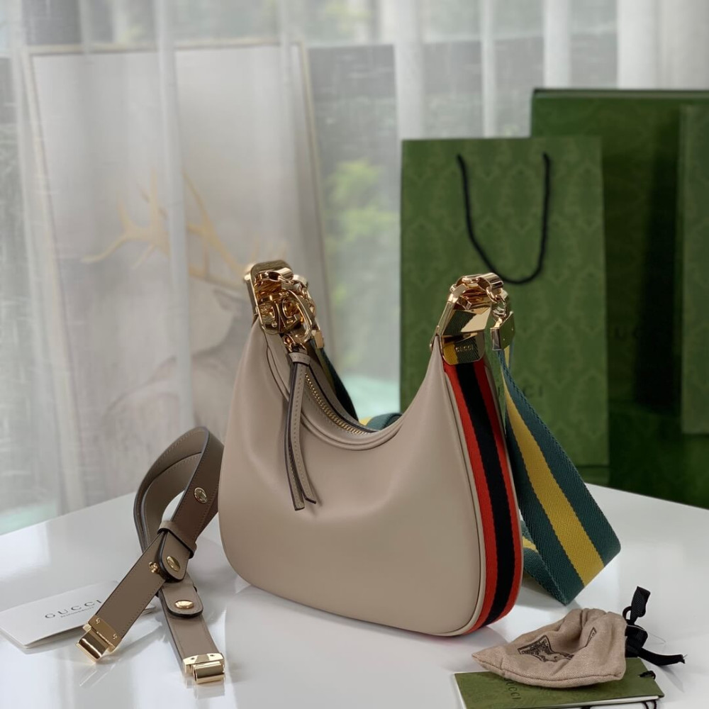Gucci Oatmeal Leather Attache Small Shoulder Bag