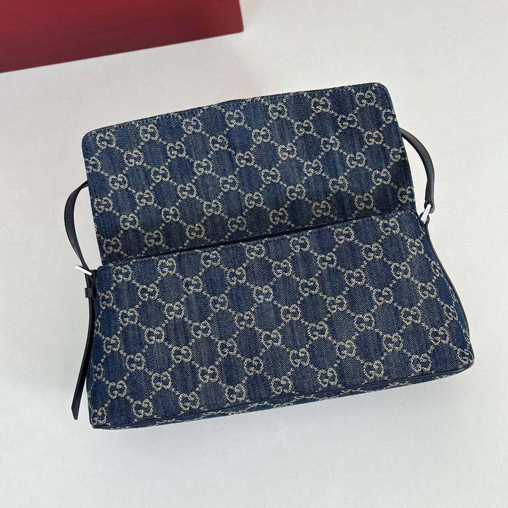 Gucci Madison Medium Shoulder Bag 31cm/12.2in Blue GG Denim ‎874744