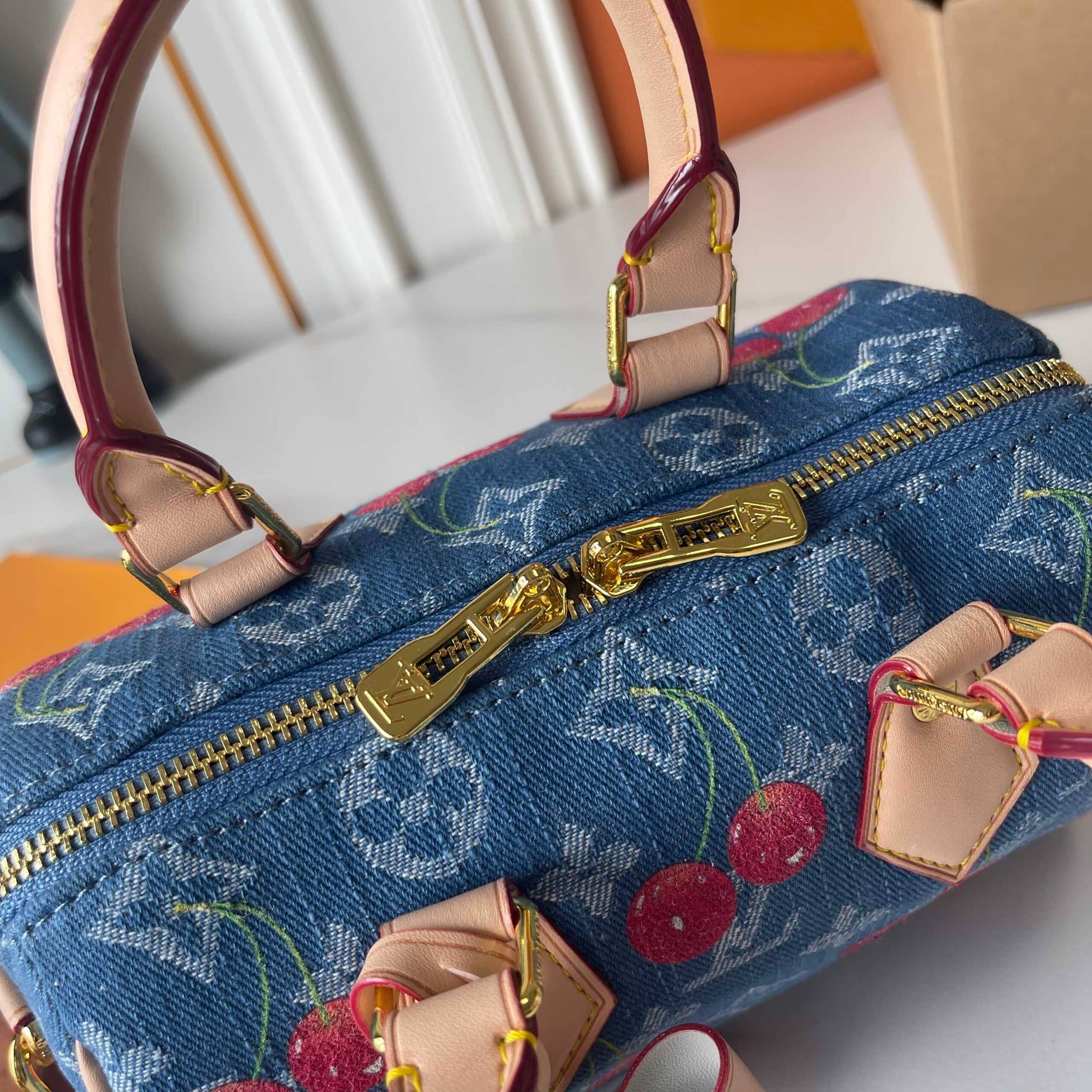Louis Vuitton X Takashi Murakami Speedy Bandoulière 20 Monogram Denim Blue 20Cm