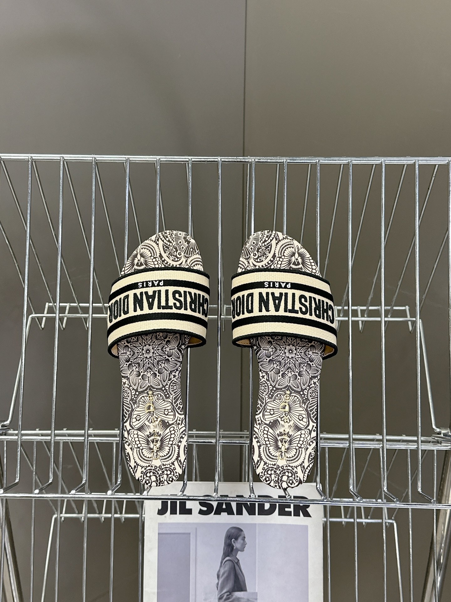 Dior classic cotton embroidered print sandals
