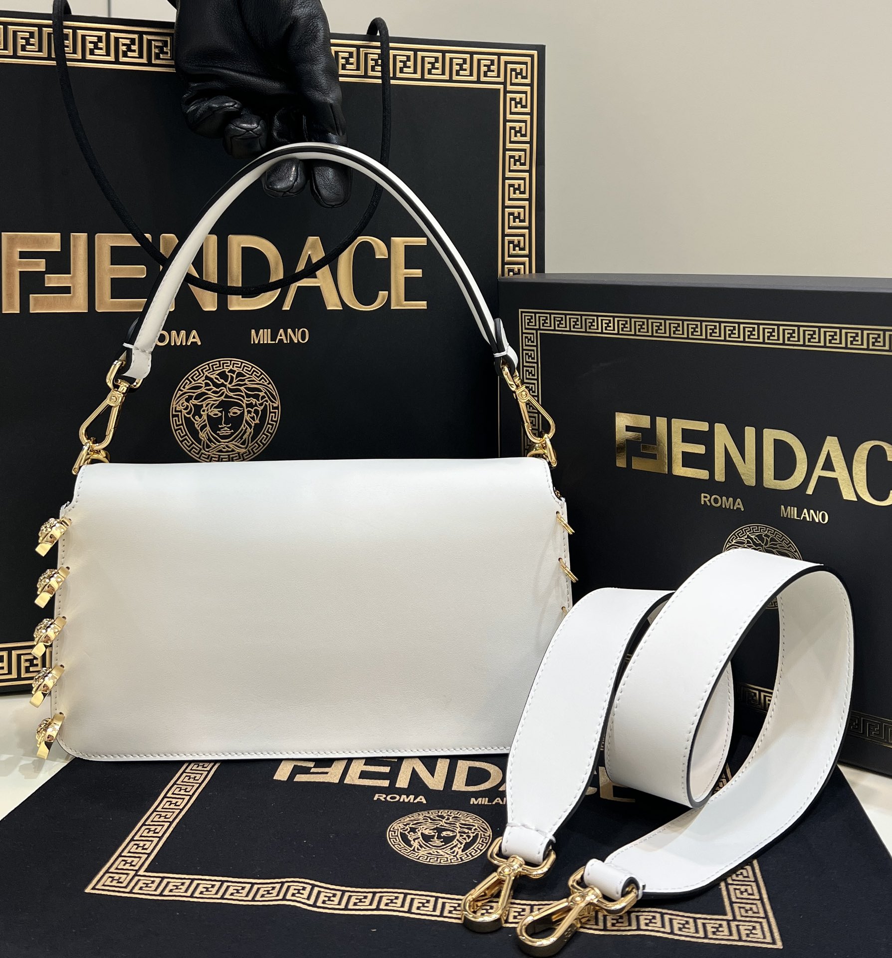 Fendace Baguette Brooch White 28cm/ 11.02in