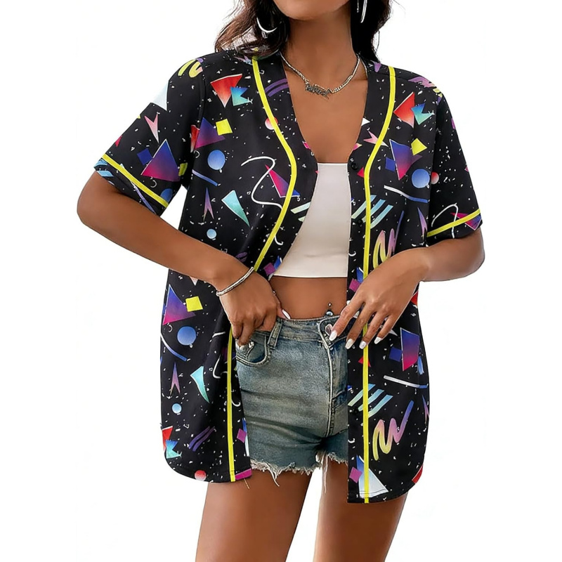 80s 90s Outfit Women Baseball Jersey Disco Party
