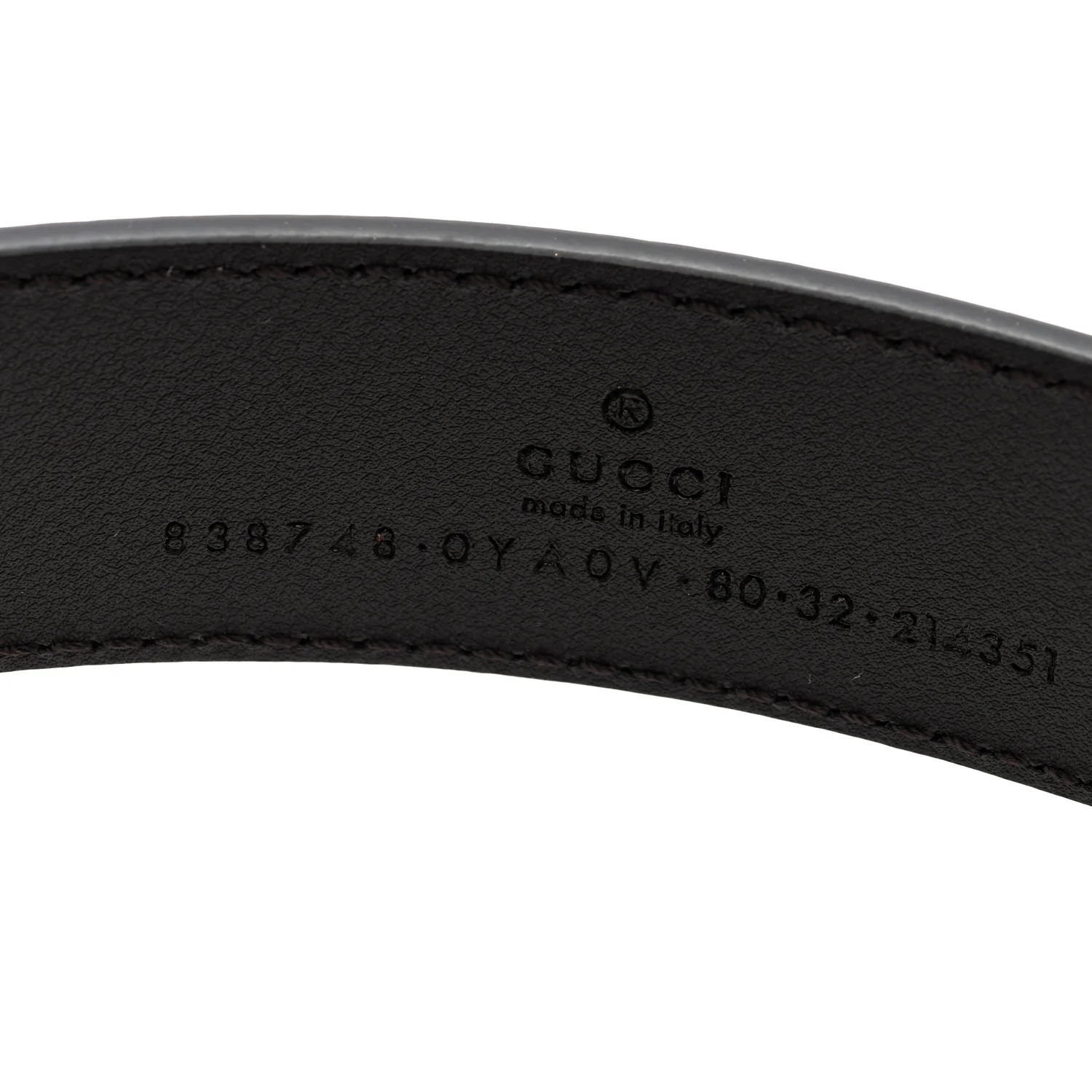 Plutone Calfskin Plaque GG 30mm Belt 80 32 Cocoa