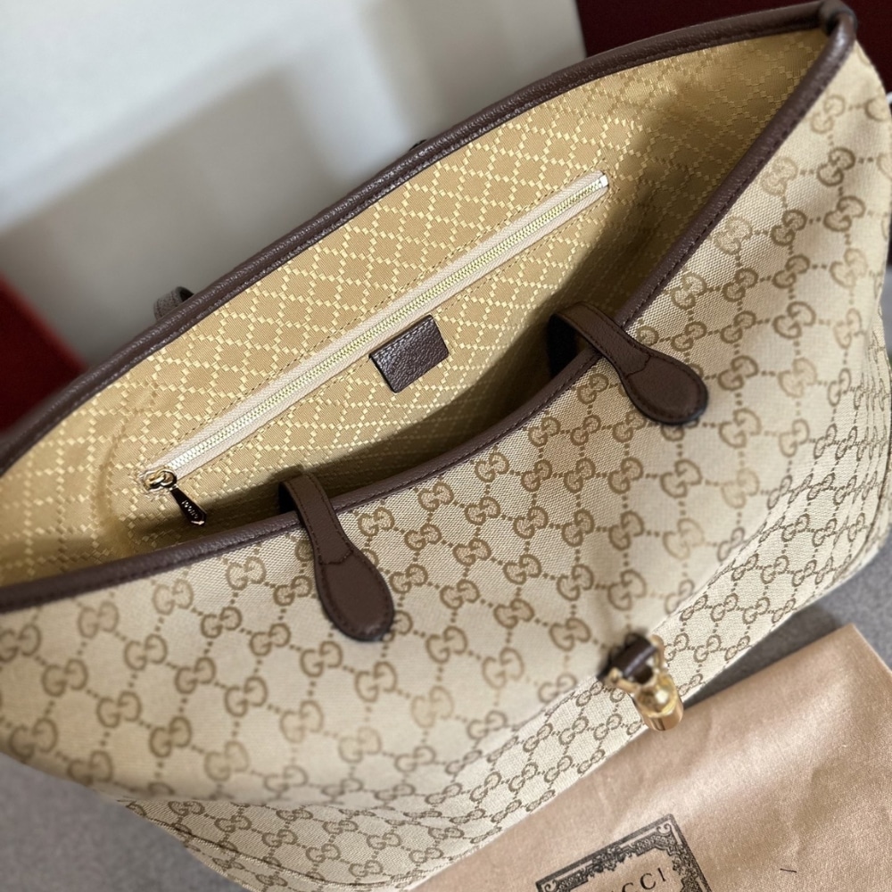 Gucci Jackie Large Tote Bag Sand And Dark Brown 45Cm 867014 FAFV2 9651