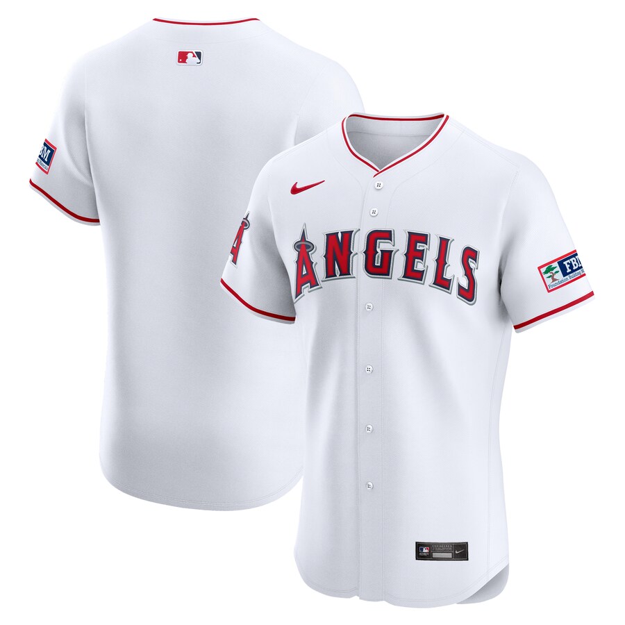 Los Angeles Angels Home Elite Patch Jersey White