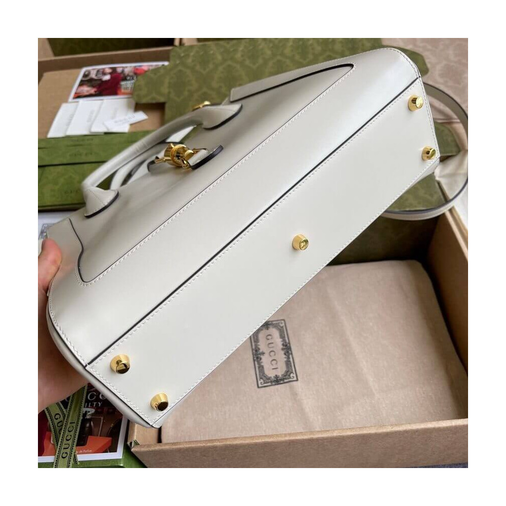 Gucci Jackie 1961 Medium Tote Bag in White Leather 30cm