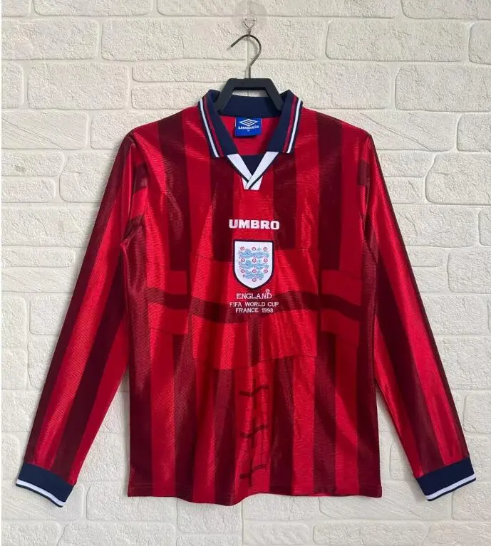 Retro 1998 England Away Long Sleeve football jersey Retro