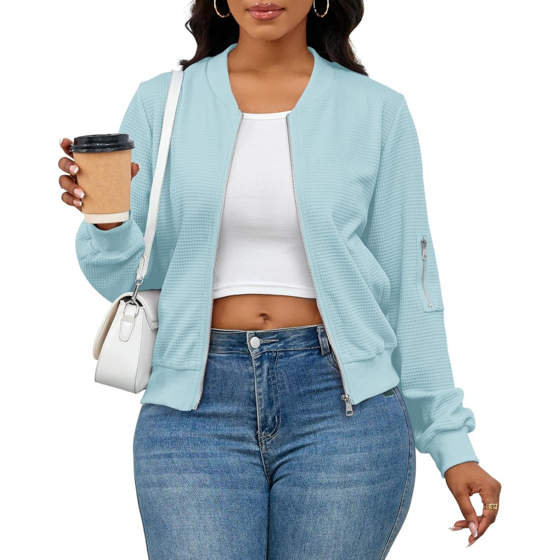 Women Casual Full Zip Up Comfy Loose Long