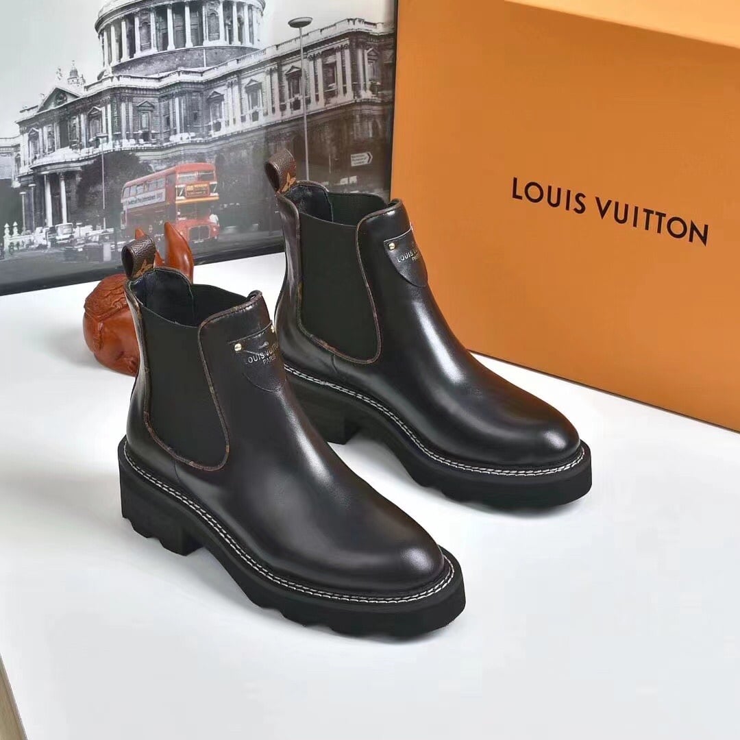 Louis Vuitton Beaubourg Ankle Boots Calf Leather Black