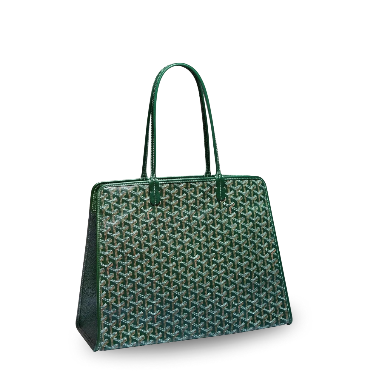 Goyard Hardy Pm Bag 40 Cm Green Goyardine Canvas And Taurillon Leather Trim