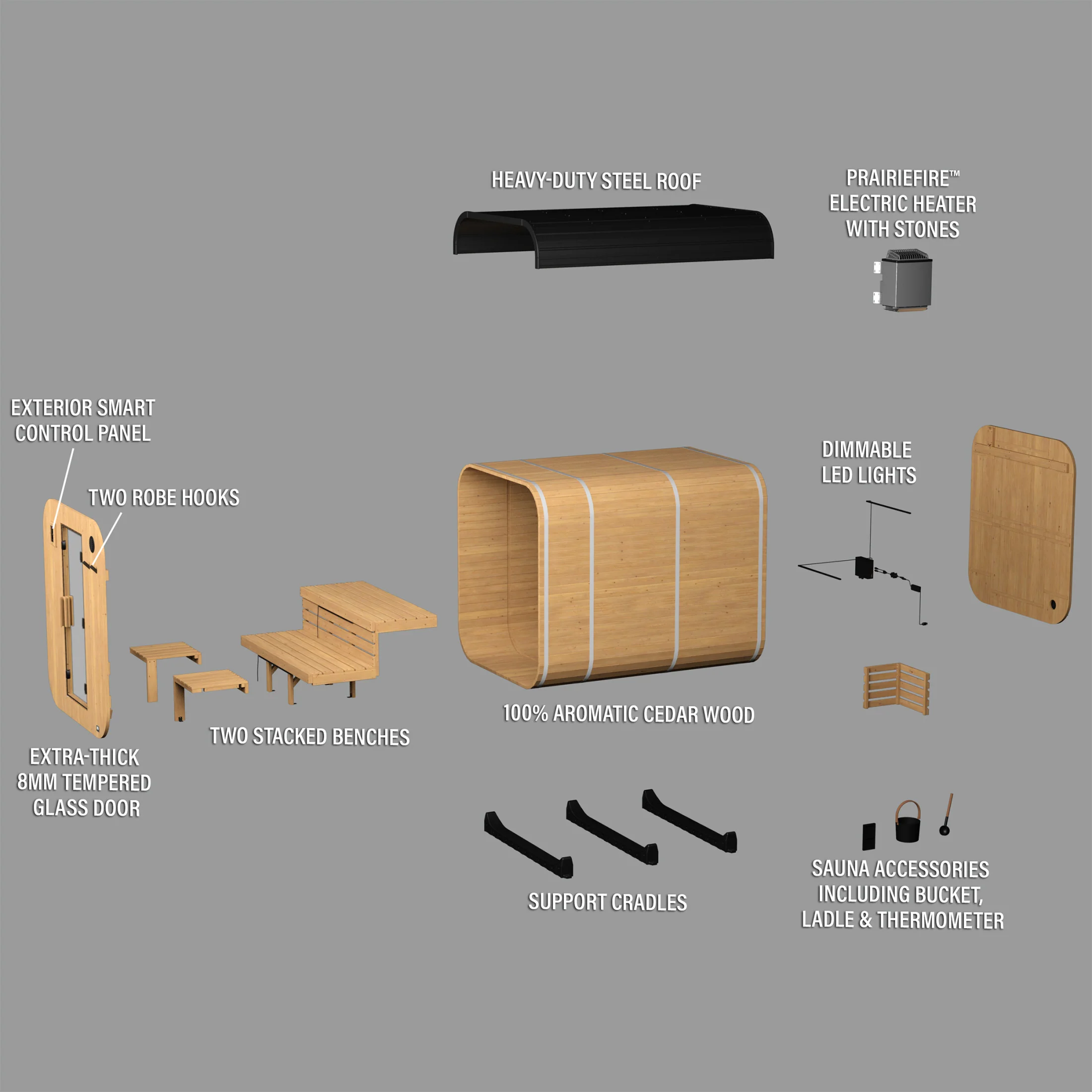 Lennon Outdoor Cube Sauna with Porch �?4-6 Person