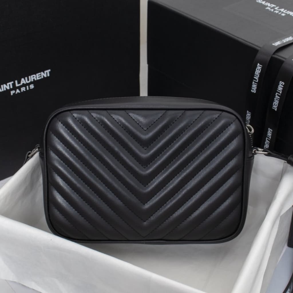 Saint Laurent Lou Camera Bag In Quilted Leather Black Silver Hardware 23Cm 761554DV7041000