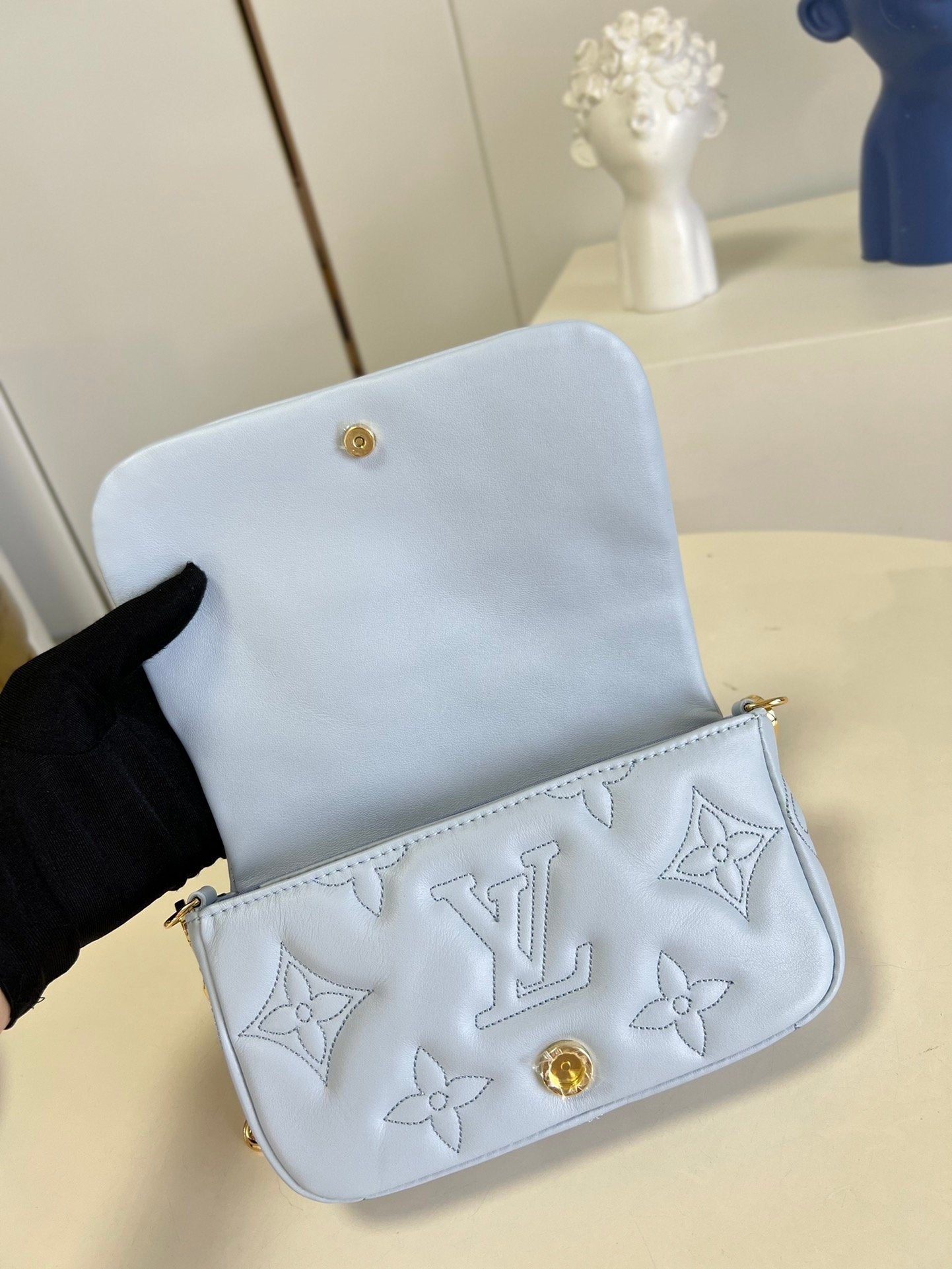 Louis Vuitton Wallet On Strap Bubblegram Blue
