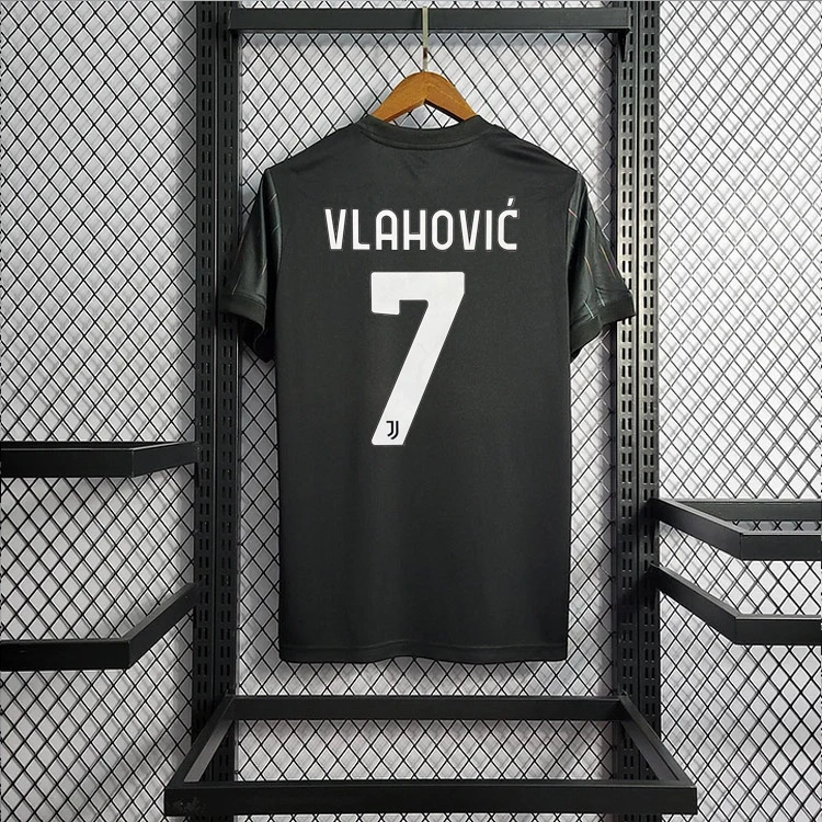 2021-22 Juventus Black Away Cuadrado Chiesa Vlahović Morata Dybala Football jersey