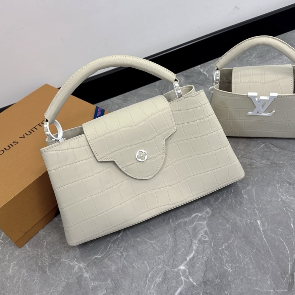 Louis Vuitton Capucines MM East West Alligator In Grey 33cm