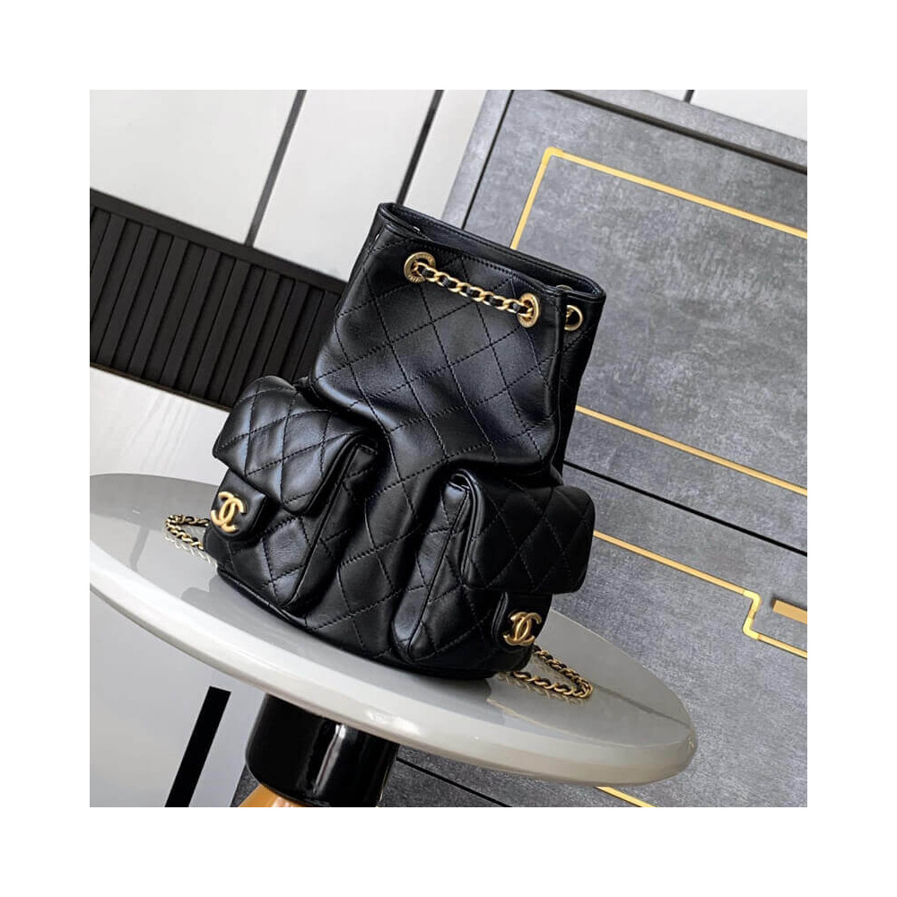 Chanel Lambskin Backpack Black