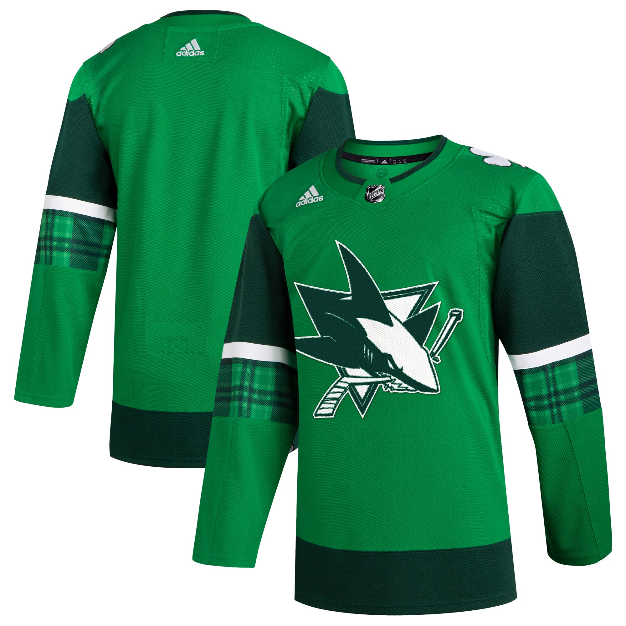 San Jose Sharks adidas 2023 St. Patrick’s Day Primegreen Authentic Jersey – Kelly Green