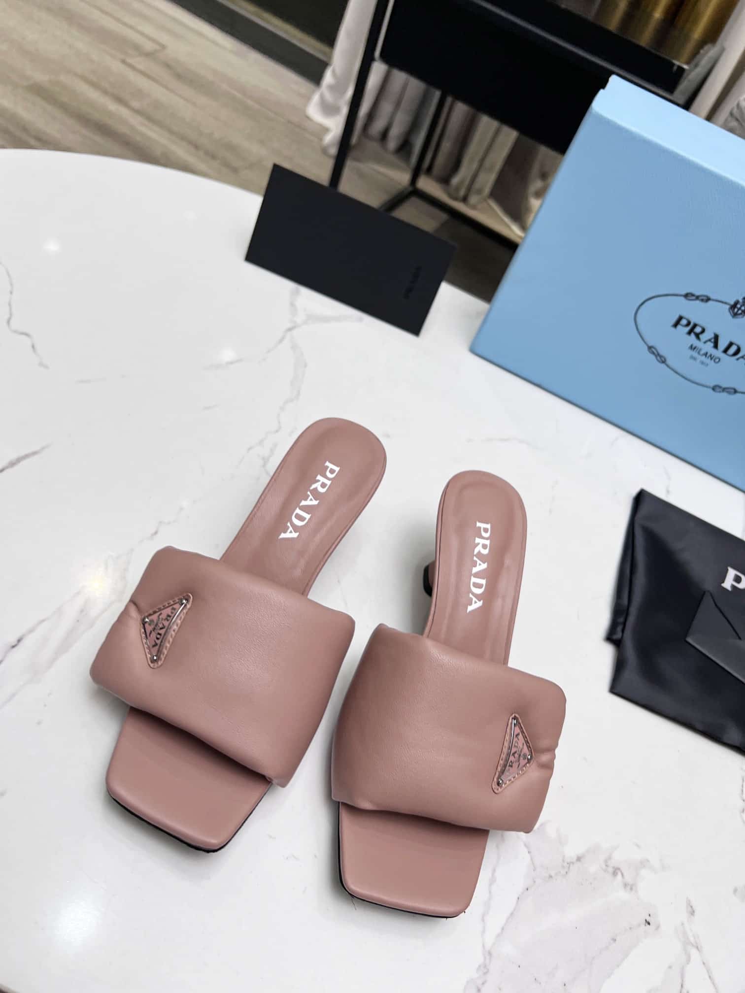 Prada Soft Padded Nappa Sandals Pink