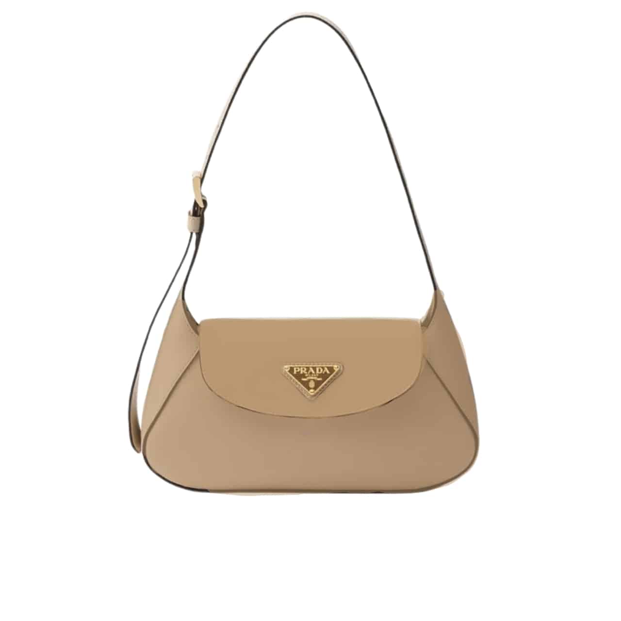 Prada Triangle Logo Shoulder Bag Beige 24Cm