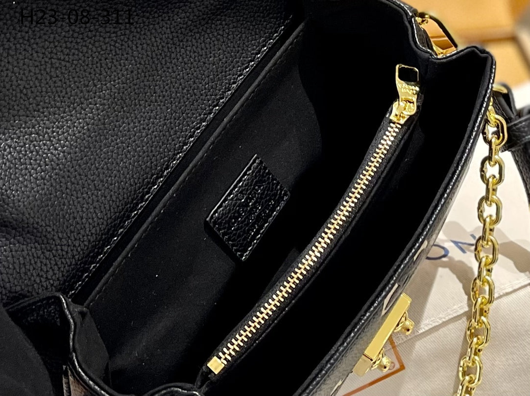 Louis Vuitton Pochette M Tis East West Bag Black Beige 21Cm M46596