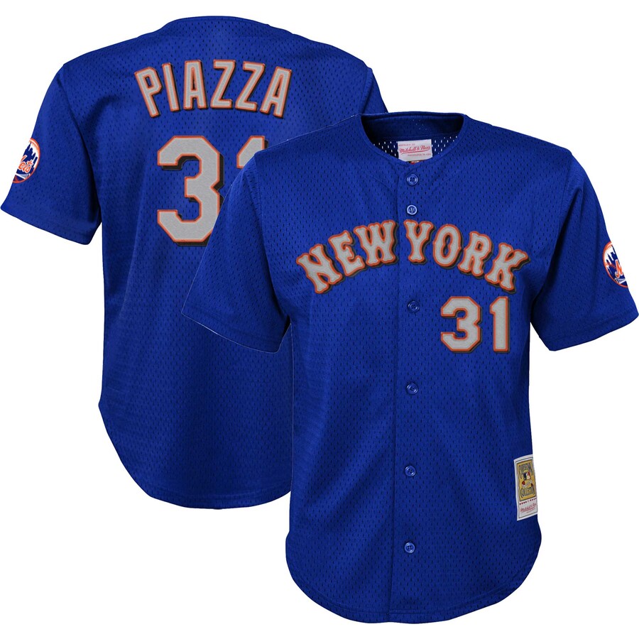 Mike Piazza New York Mets Mitchell&Ness Youth Cooperstown Collection Mesh Batting Practice Jersey Royal